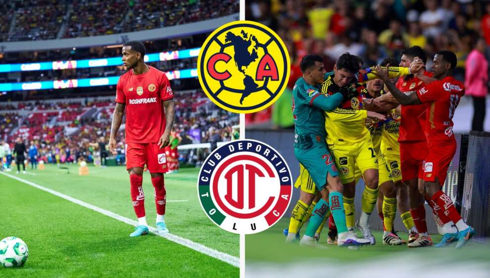 América vs Toluca termina en caos: pelea escandalosa tras expulsión de Helinho